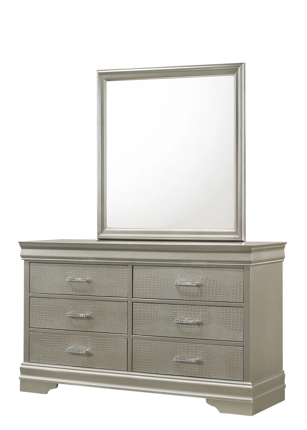 Amalia Silver-Tone Upholstered Bedroom Set