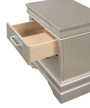 Amalia Silver-Tone Nightstand with Textured Drawer Front