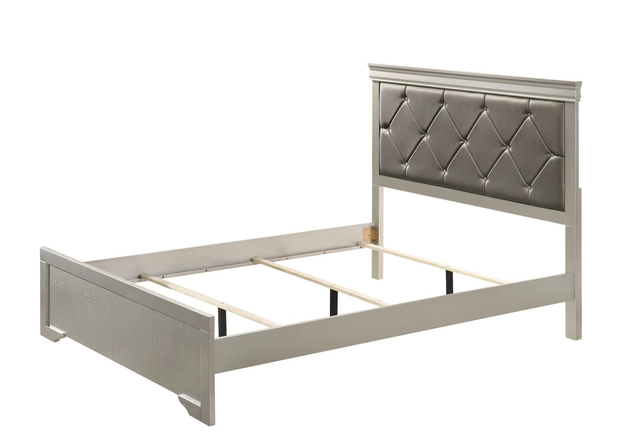 Amalia Silver-Tone Upholstered Bedroom Set