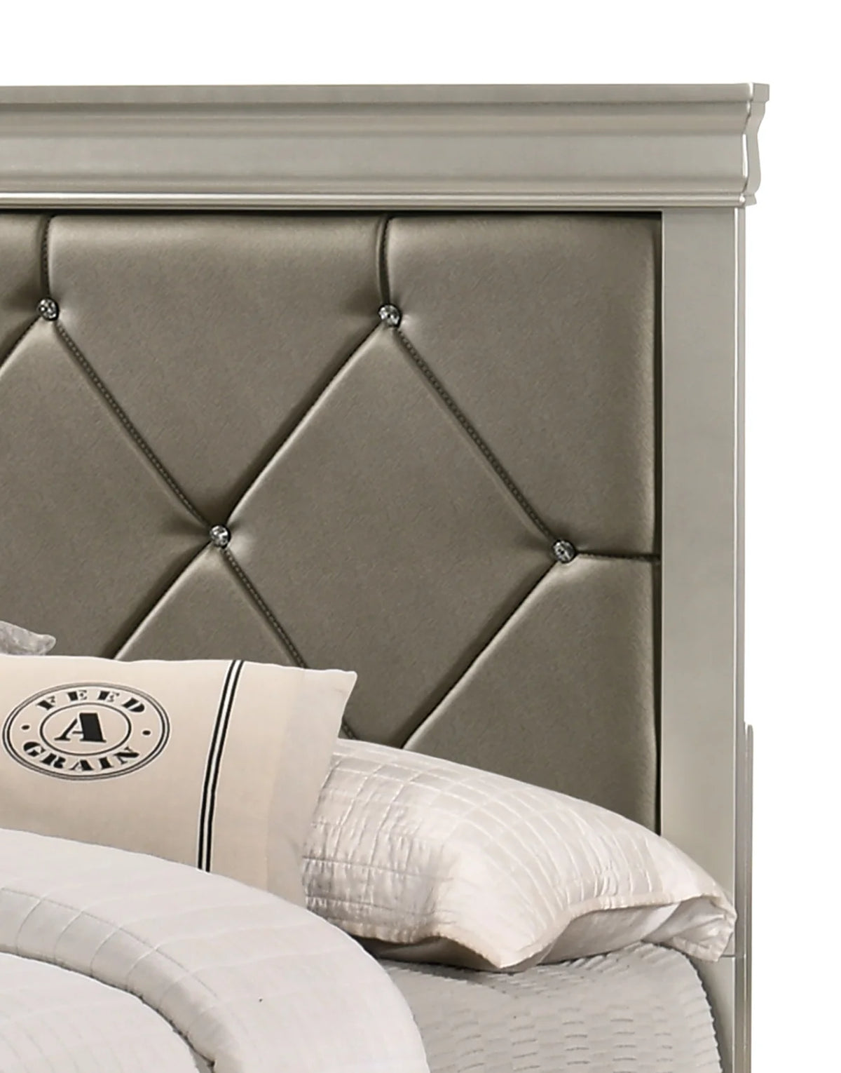 Amalia Silver-Tone Upholstered Bedroom Set