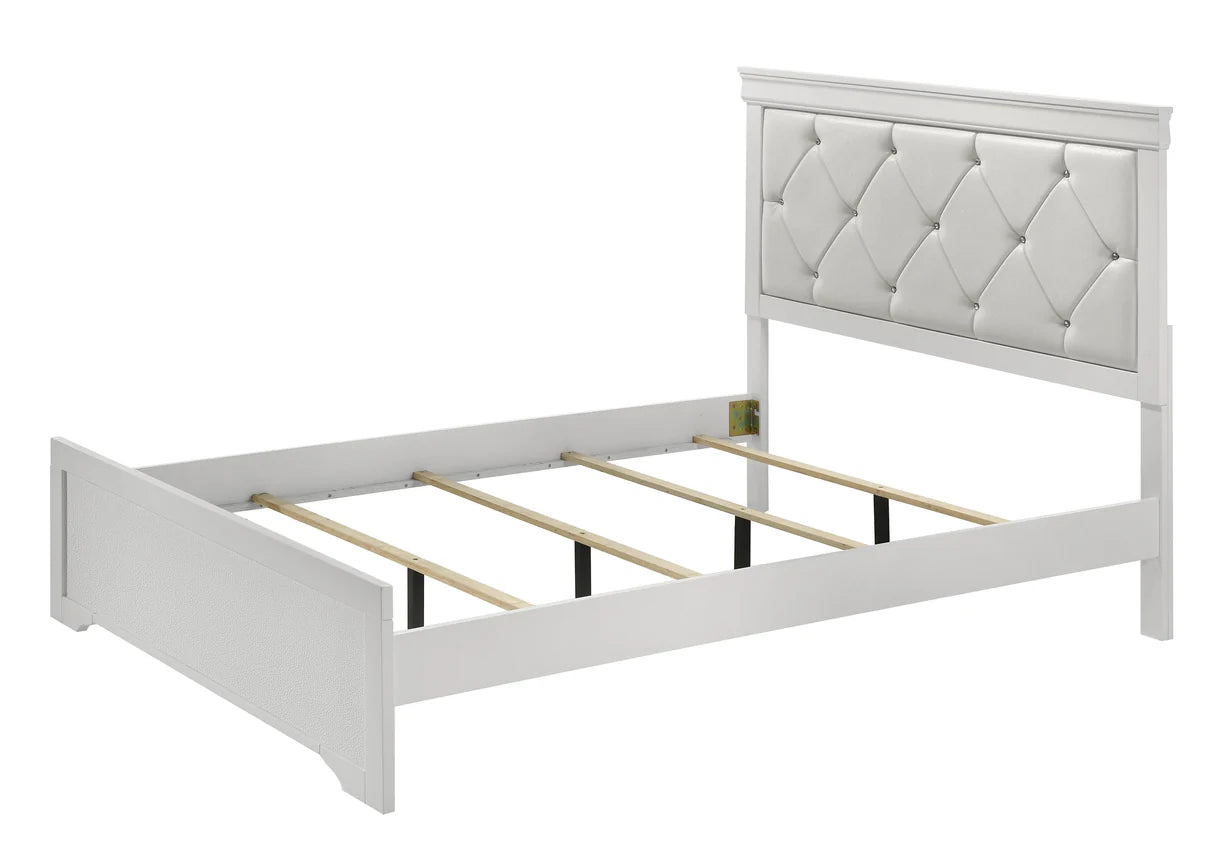 Amalia White Tufted Upholstered Panel Bed