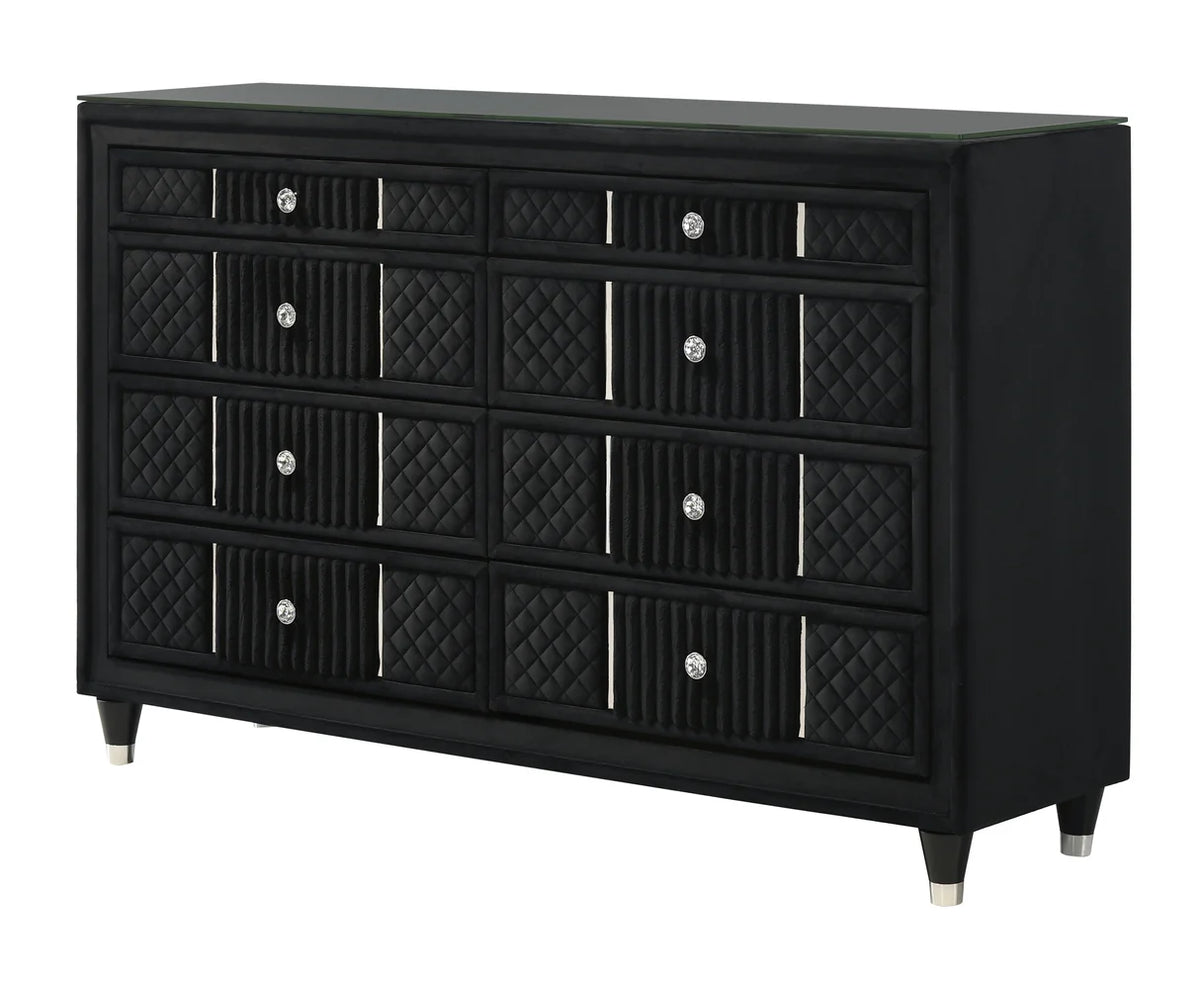 Armany Upholstered Wingback Bedroom Set in Black