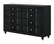 Armany Black Diamond-Tufted 9-Drawer Dresser