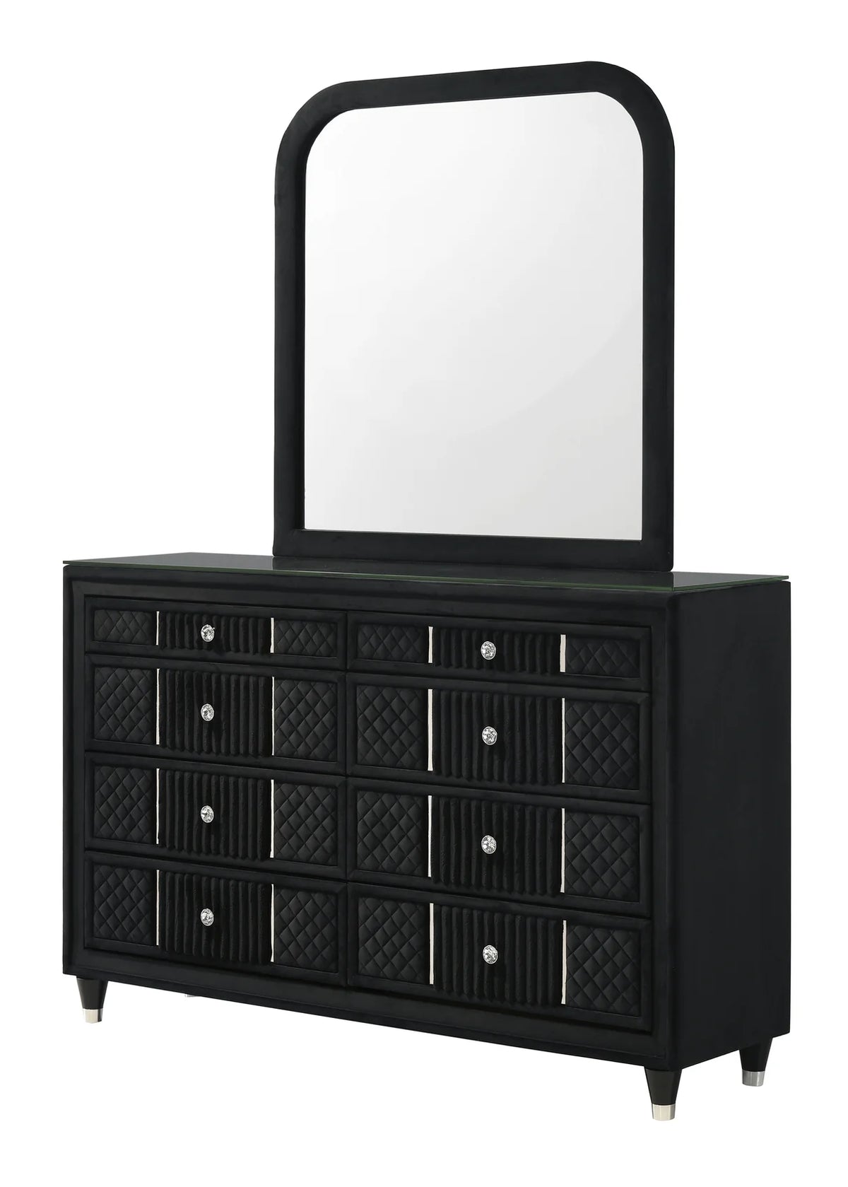 Armany Upholstered Wingback Bedroom Set in Black
