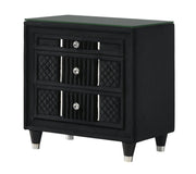Armany Black Nightstand with Diamond-Tufted Front
