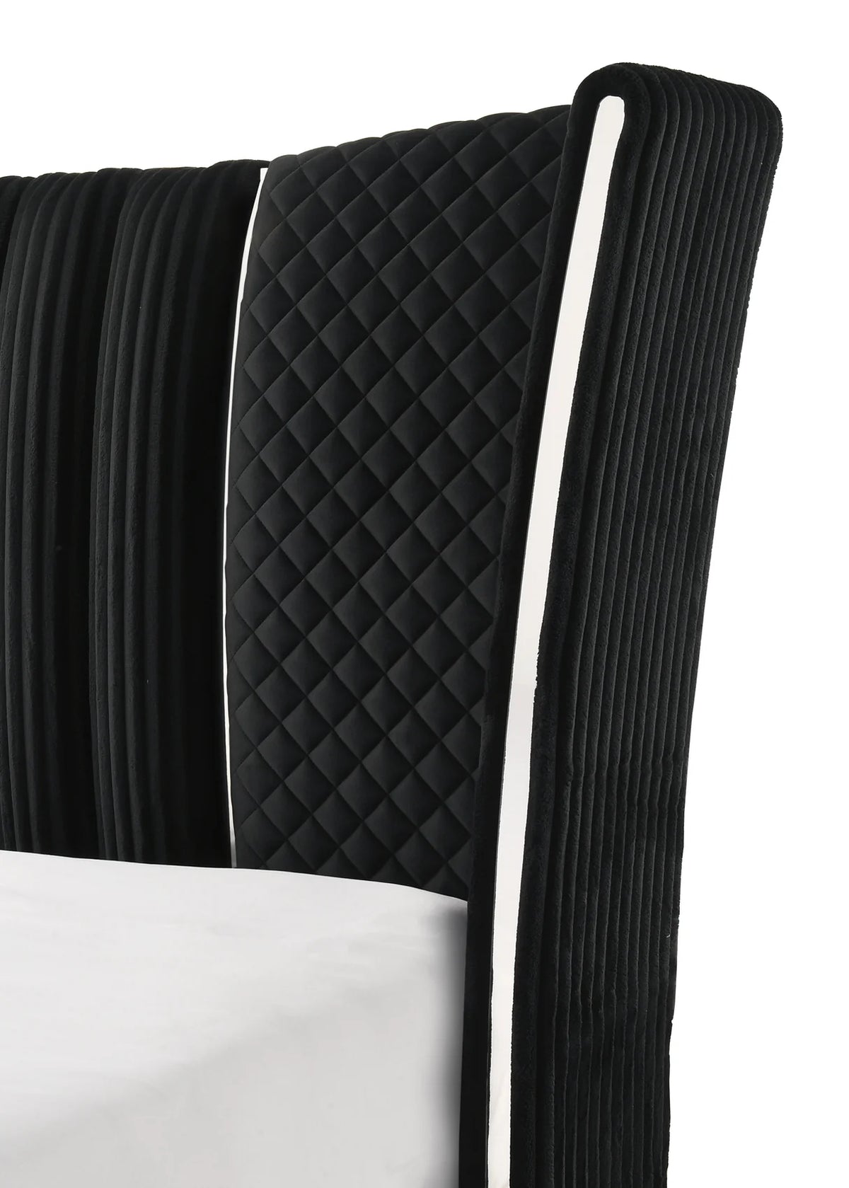 Armany Upholstered Wingback Bed with Channel Tufting