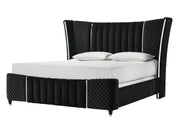 Armany Upholstered Wingback Bed with Channel Tufting