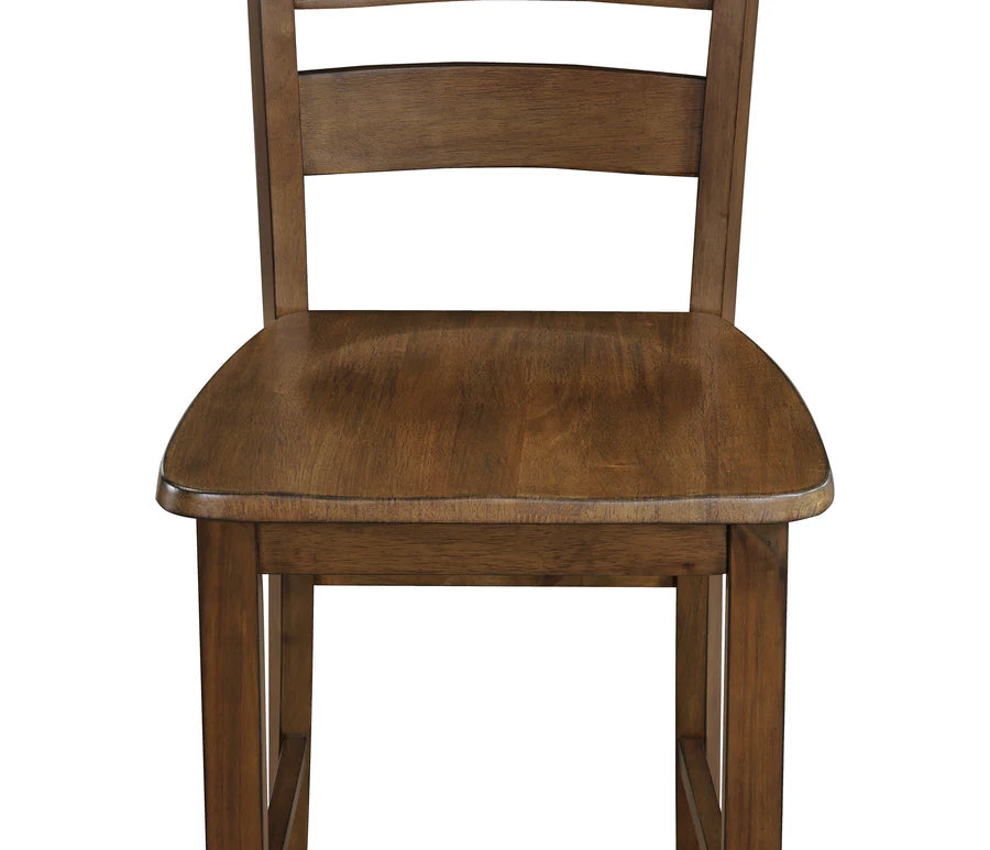 Ashborn 5-Piece Counter Height Dining Set with Ladder-Back Chairs | Rustic Woodgrain Dining Style