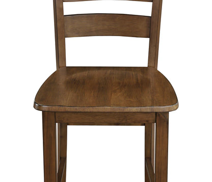 Ashborn 5-Piece Counter Height Dining Set with Ladder-Back Chairs | Rustic Woodgrain Dining Style