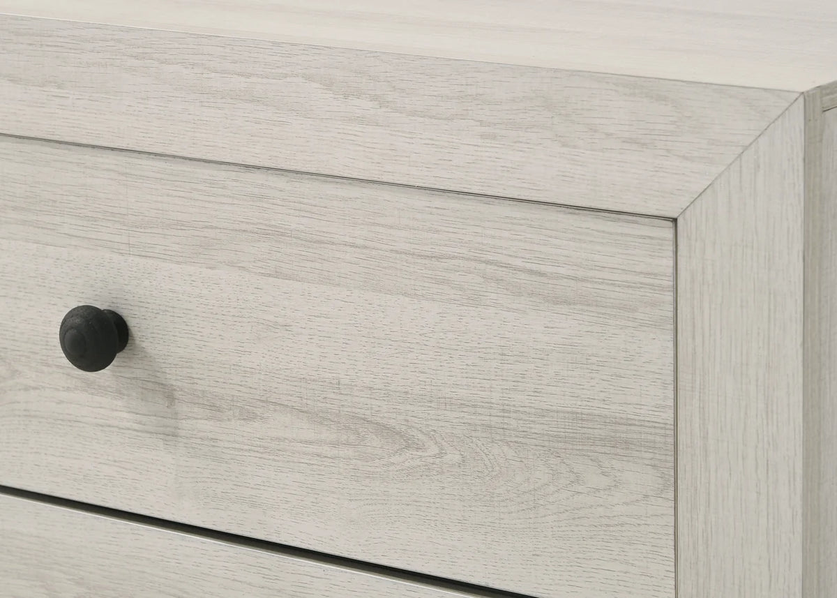 Atticus Whitewashed Bedroom Set with Bed, Dresser & Nightstand