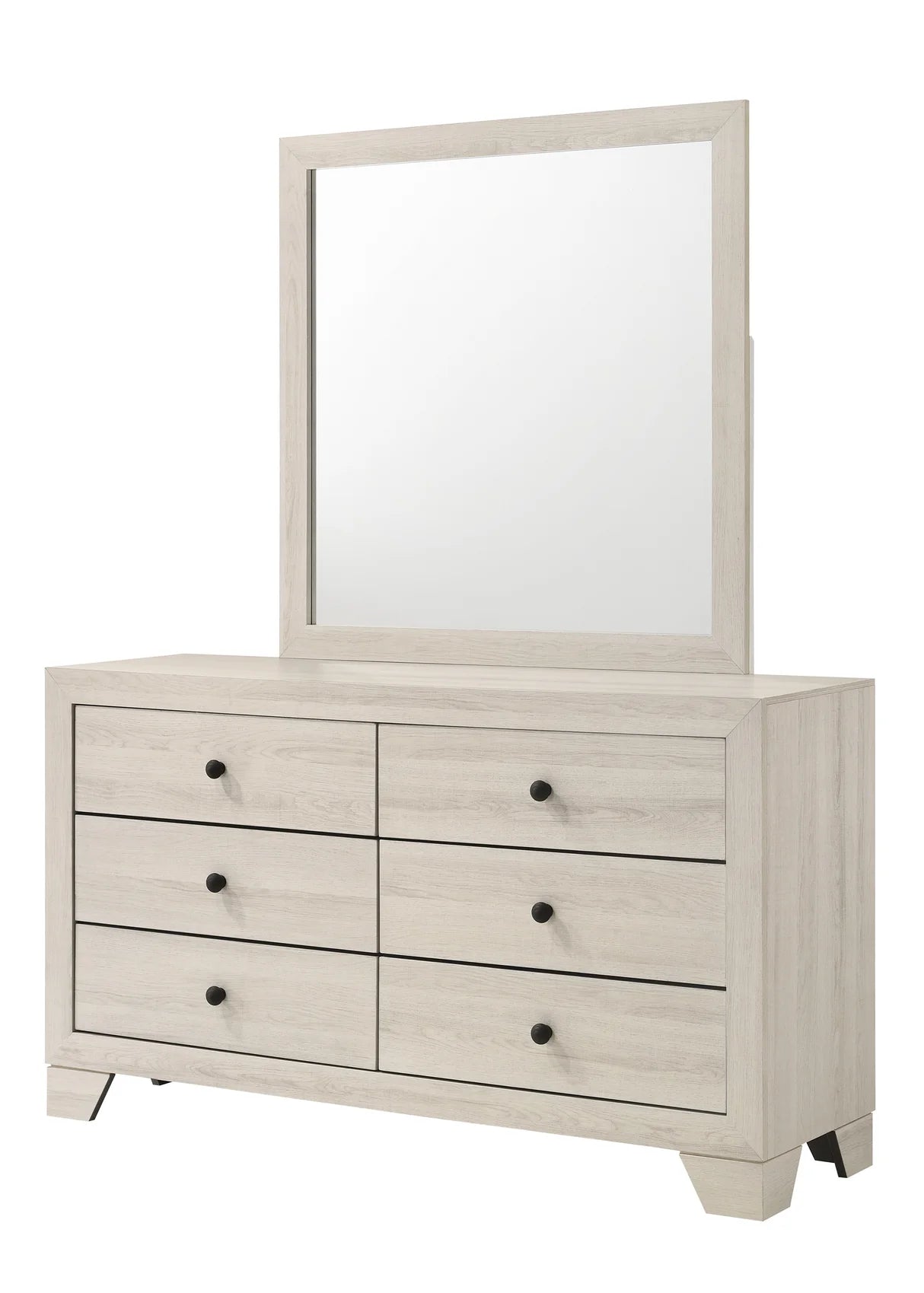 Atticus Whitewashed Bedroom Set with Bed, Dresser & Nightstand