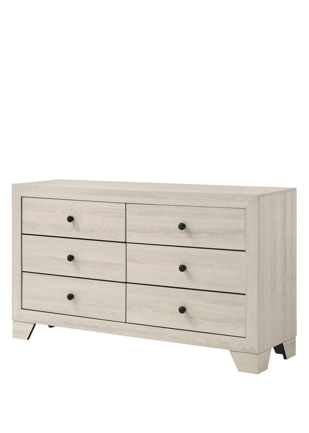 Atticus Whitewashed Bedroom Set with Bed, Dresser & Nightstand