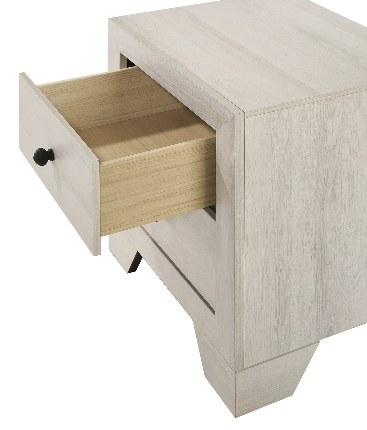 Atticus Whitewashed Bedroom Set with Bed, Dresser & Nightstand