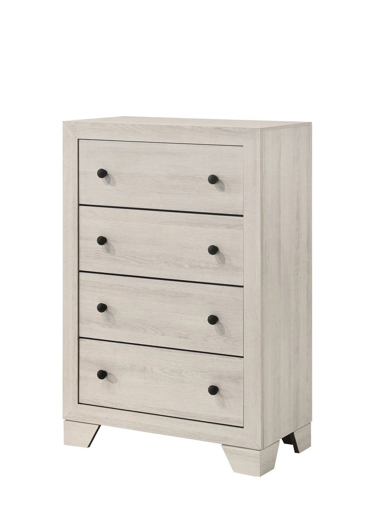 Atticus Whitewashed Bedroom Set with Bed, Dresser & Nightstand