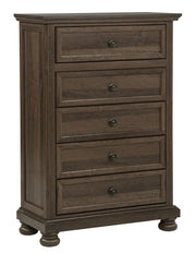 Claribelle Brown Wood 5-Drawer Chest