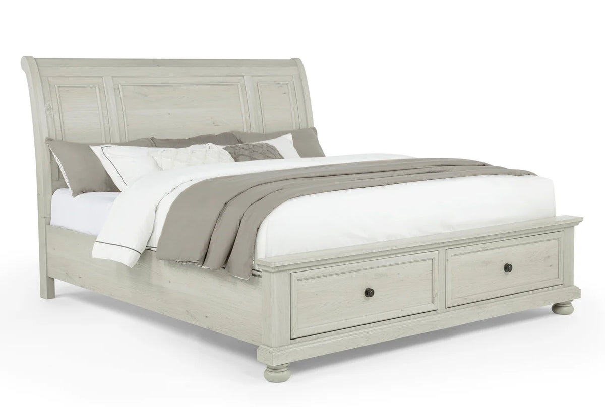 Claribelle Weathered White Sleigh Storage Bed