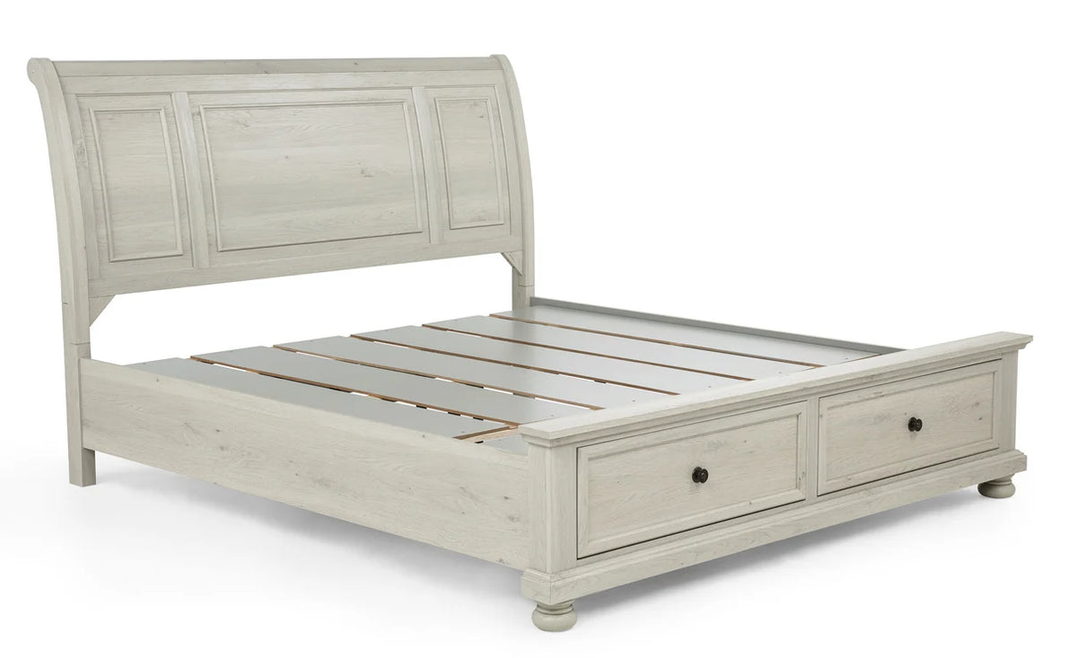 Claribelle Weathered White Sleigh Storage Bed