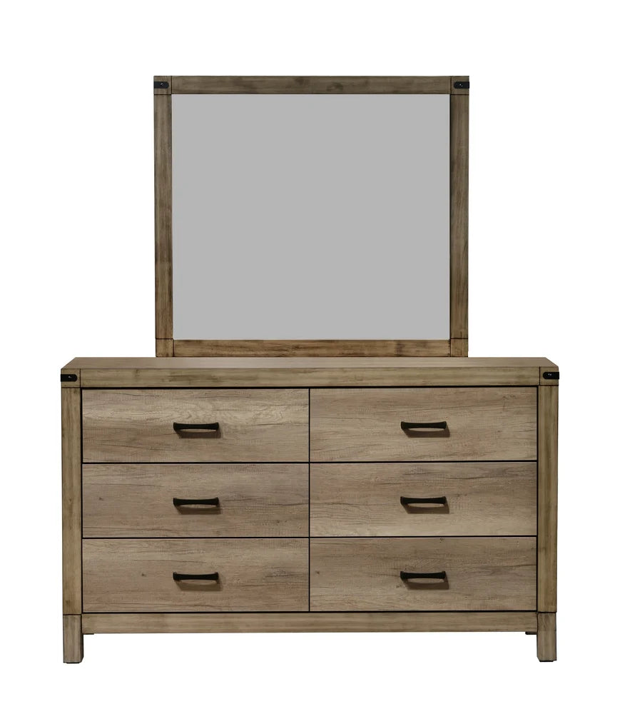Matteo Upholstered Panel Bedroom Set with Weathered Wood Finish