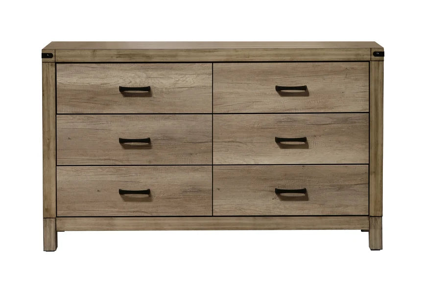 Matteo Upholstered Panel Bedroom Set with Weathered Wood Finish