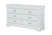 Louis White Six-Drawer Dresser