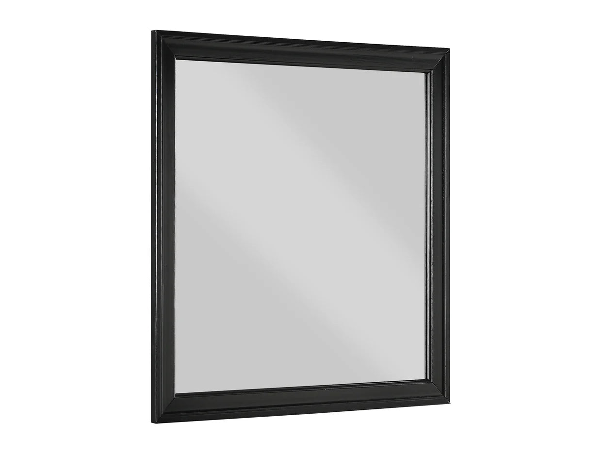 Louis Black Sleigh-Style Dresser Mirror