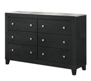 Cadence Black Wood-Finish Dresser with Marbled Top Accent