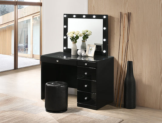 Morgan Black Makeup LED Vanity Set