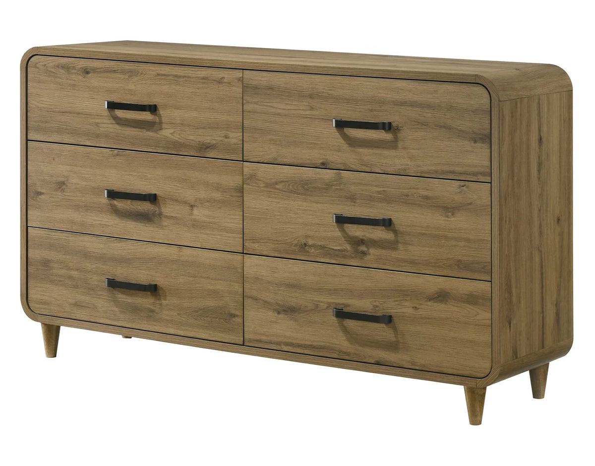 Nyomi Light Brown Wood-Tone 6-Drawer Dresser
