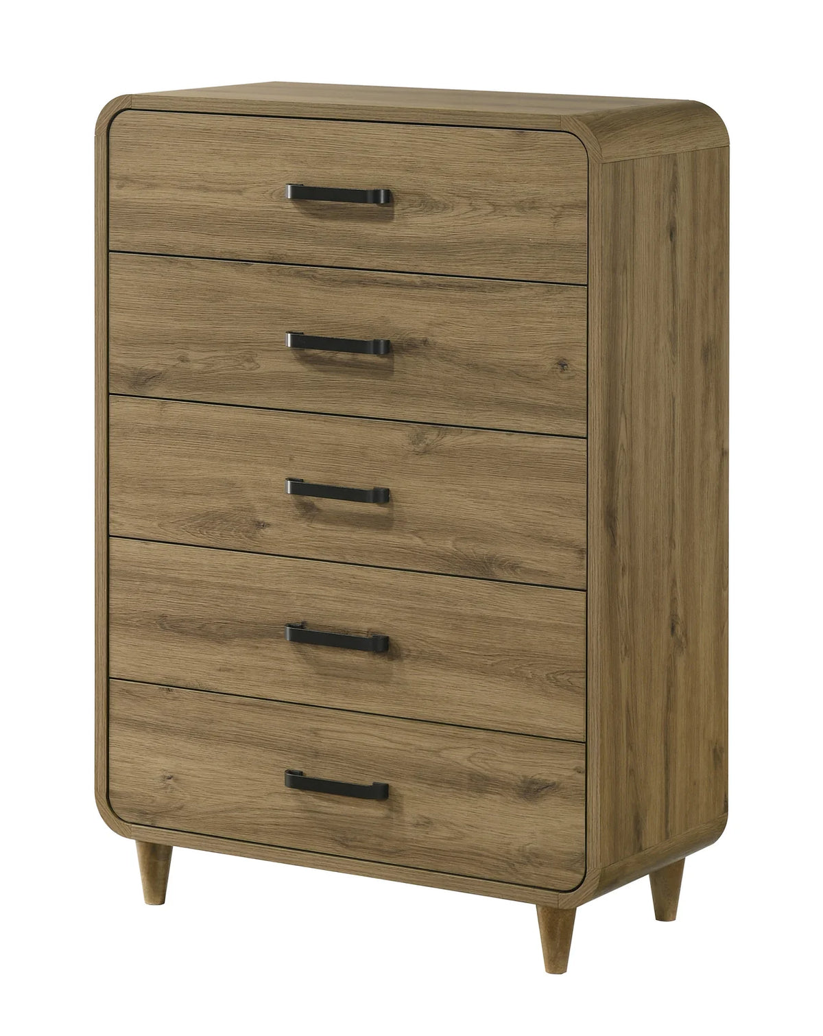 Nyomi Light Brown Wood Bedroom Set with Vertical Panel Headboard