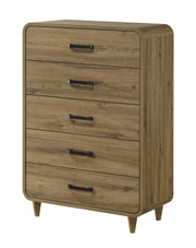 Nyomi Light Brown Wood 5-Drawer Chest of Drawers