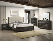 Ethel Upholstered Bed Bedroom Set with Dark Wood Finish