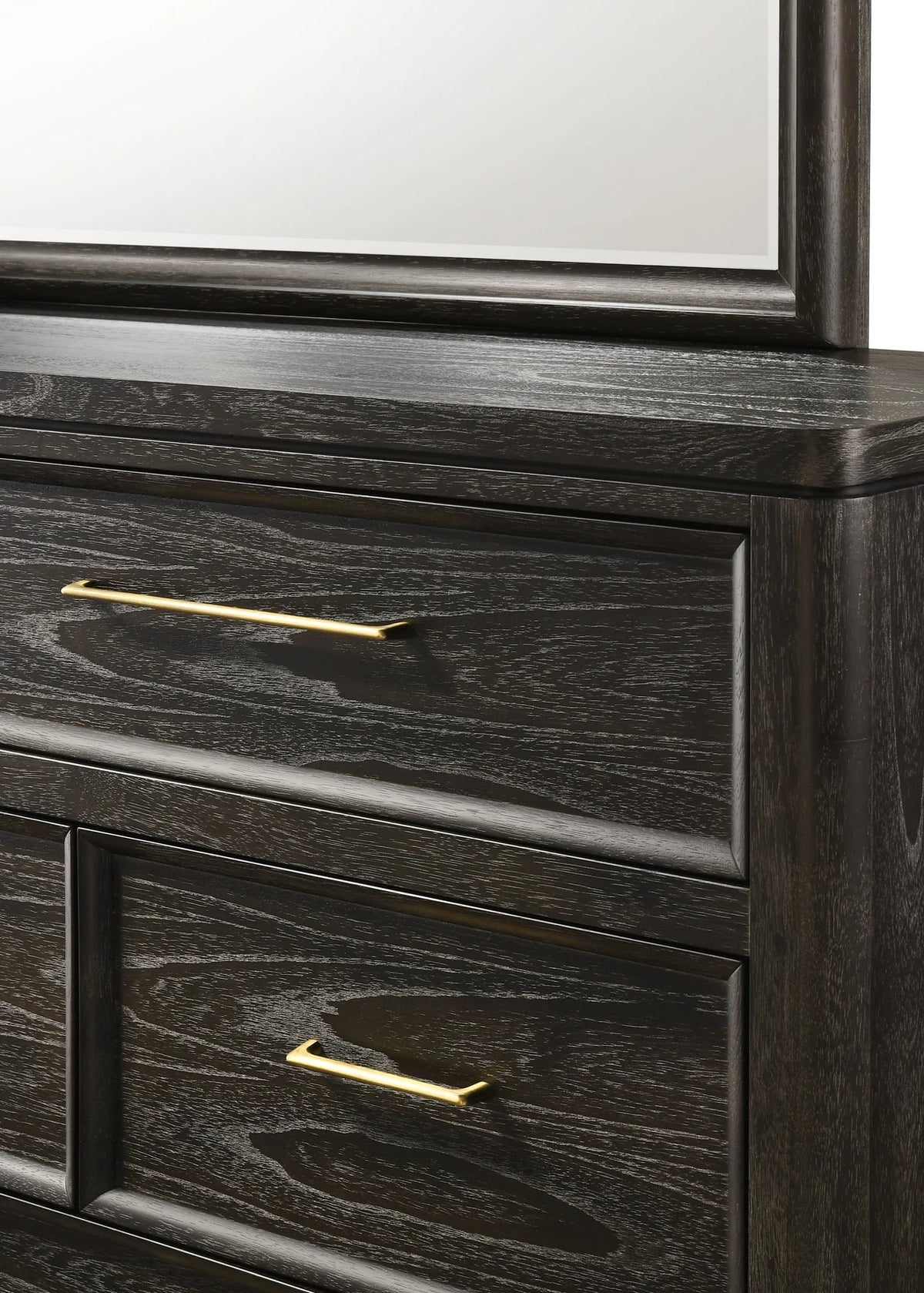 Ethel Upholstered Bed Bedroom Set with Dark Wood Finish
