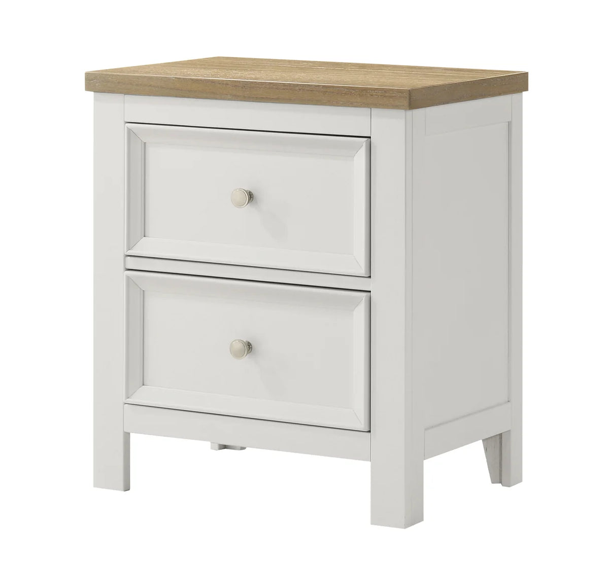 Aston White Two-Drawer Nightstand