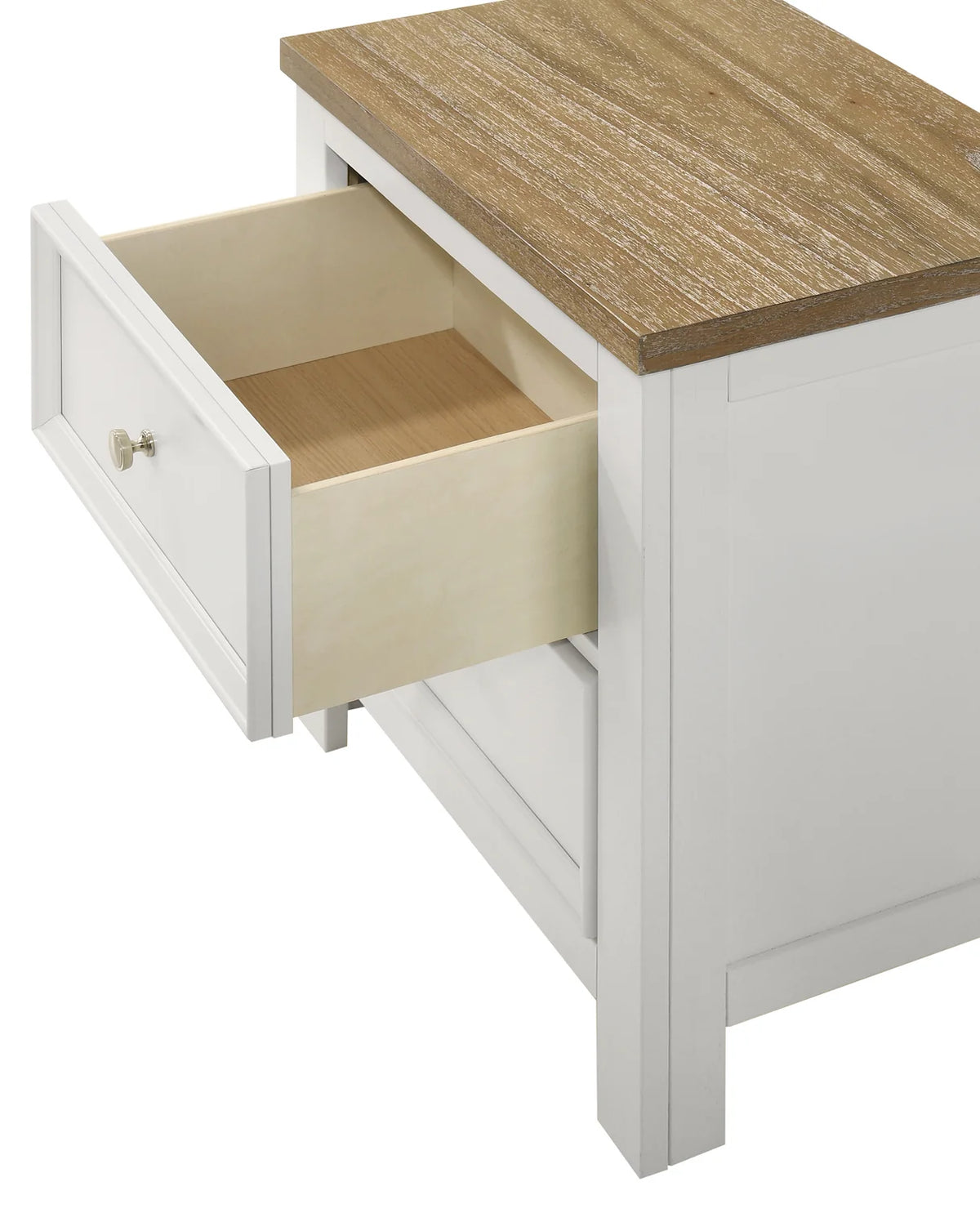 Aston White Two-Drawer Nightstand