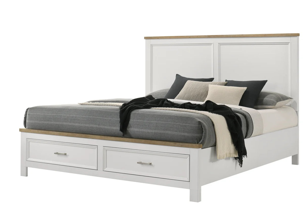 Aston White Two-Tone Platform Storage Bed