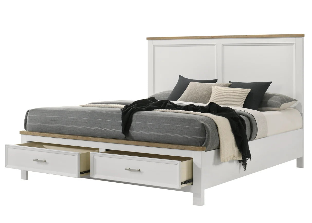 Aston White Two-Tone Platform Storage Bed