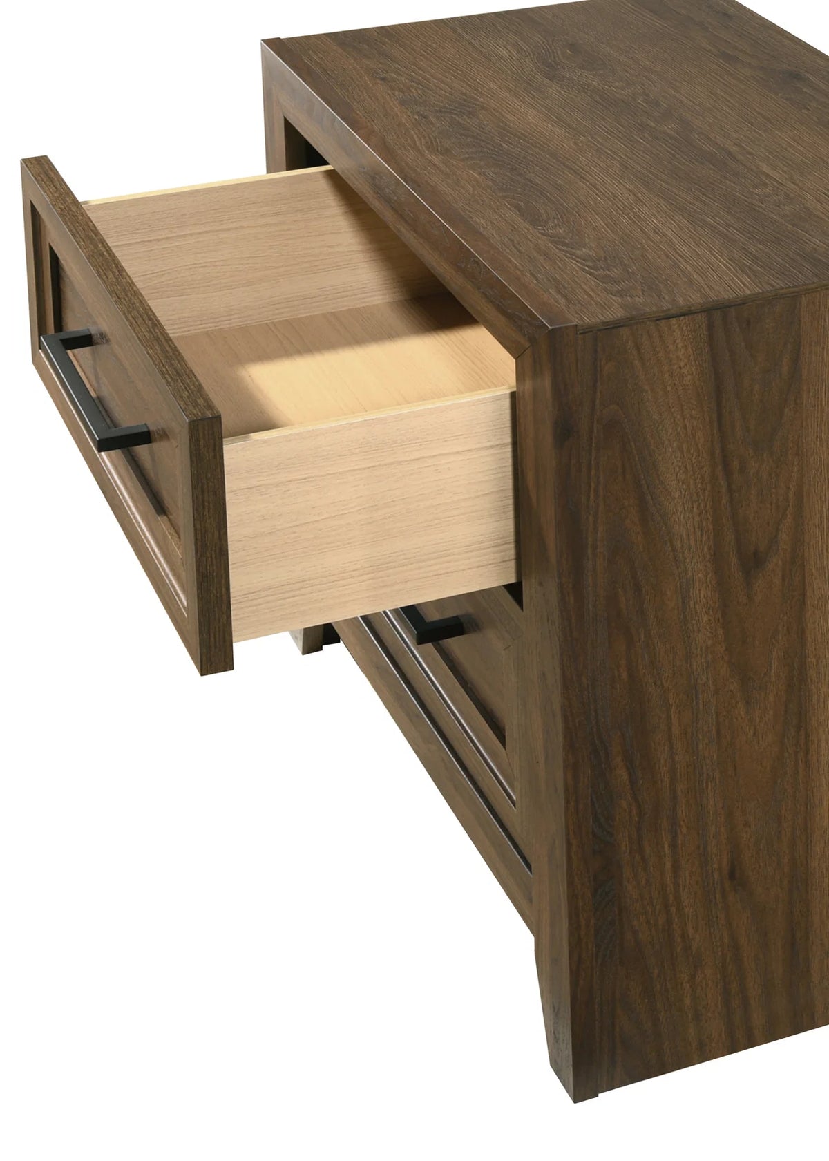 Lorraine Brown Wood Nightstand with Two Drawers