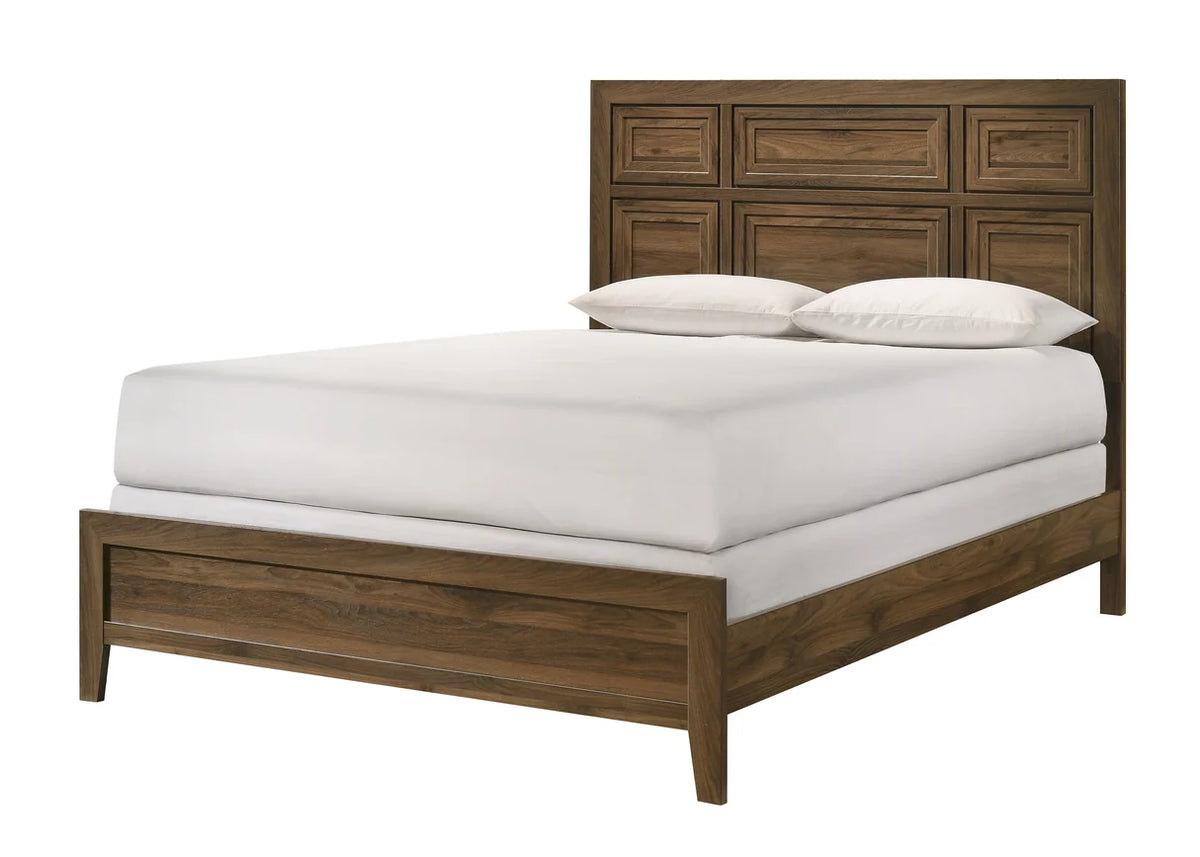 Lorraine Paneled Wood-Tone Bed in Warm Brown