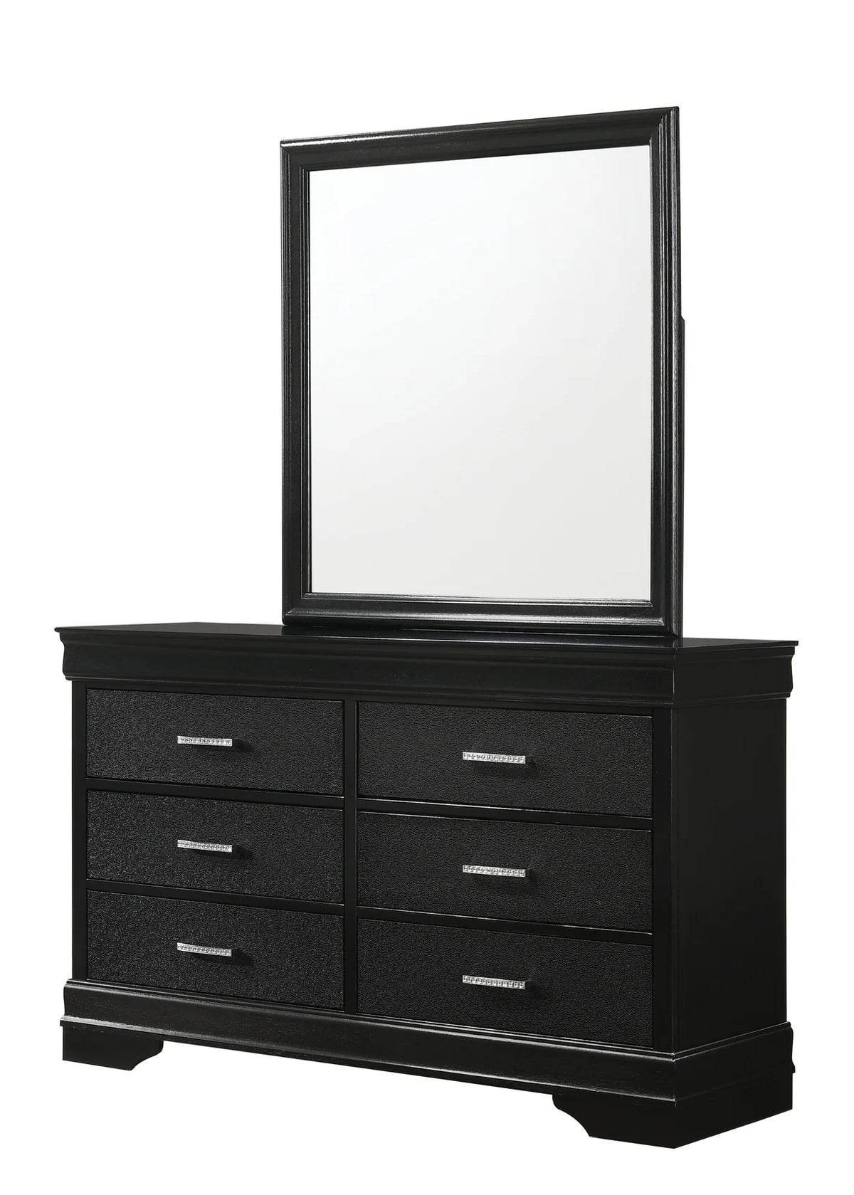 Amalia Black Upholstered Bedroom Set with Diamond Tufted Headboard