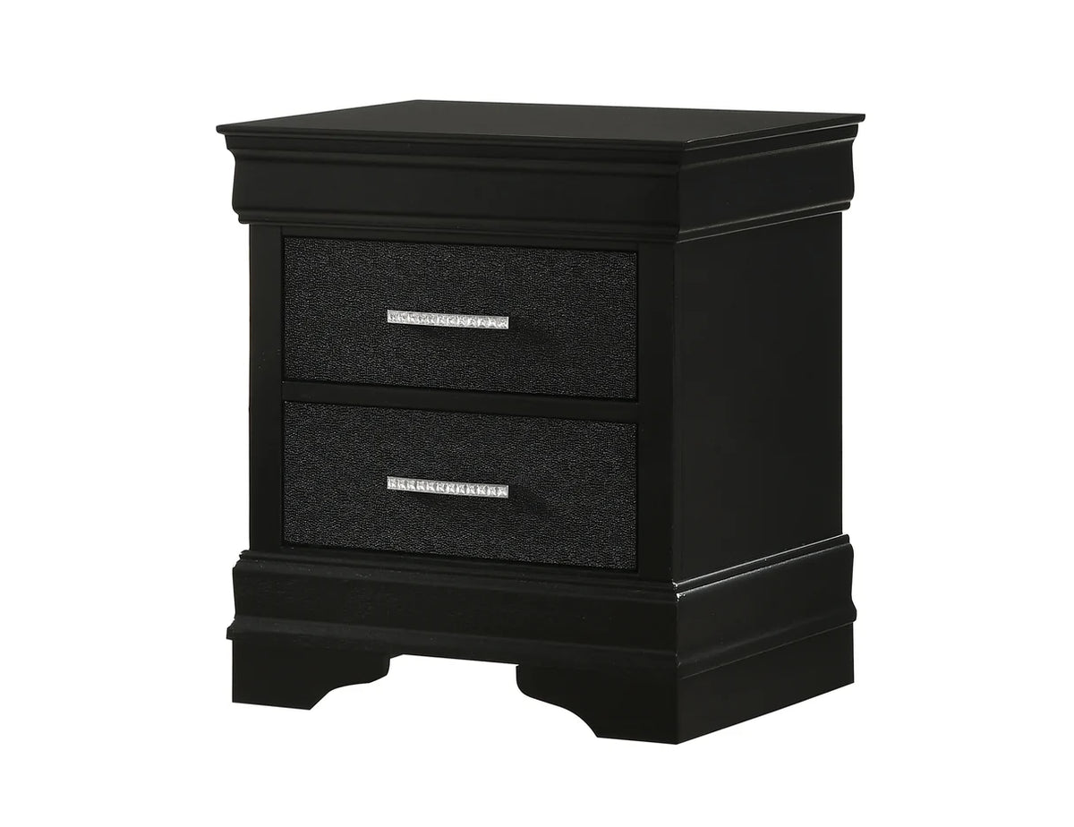Amalia Black Tufted Nightstand
