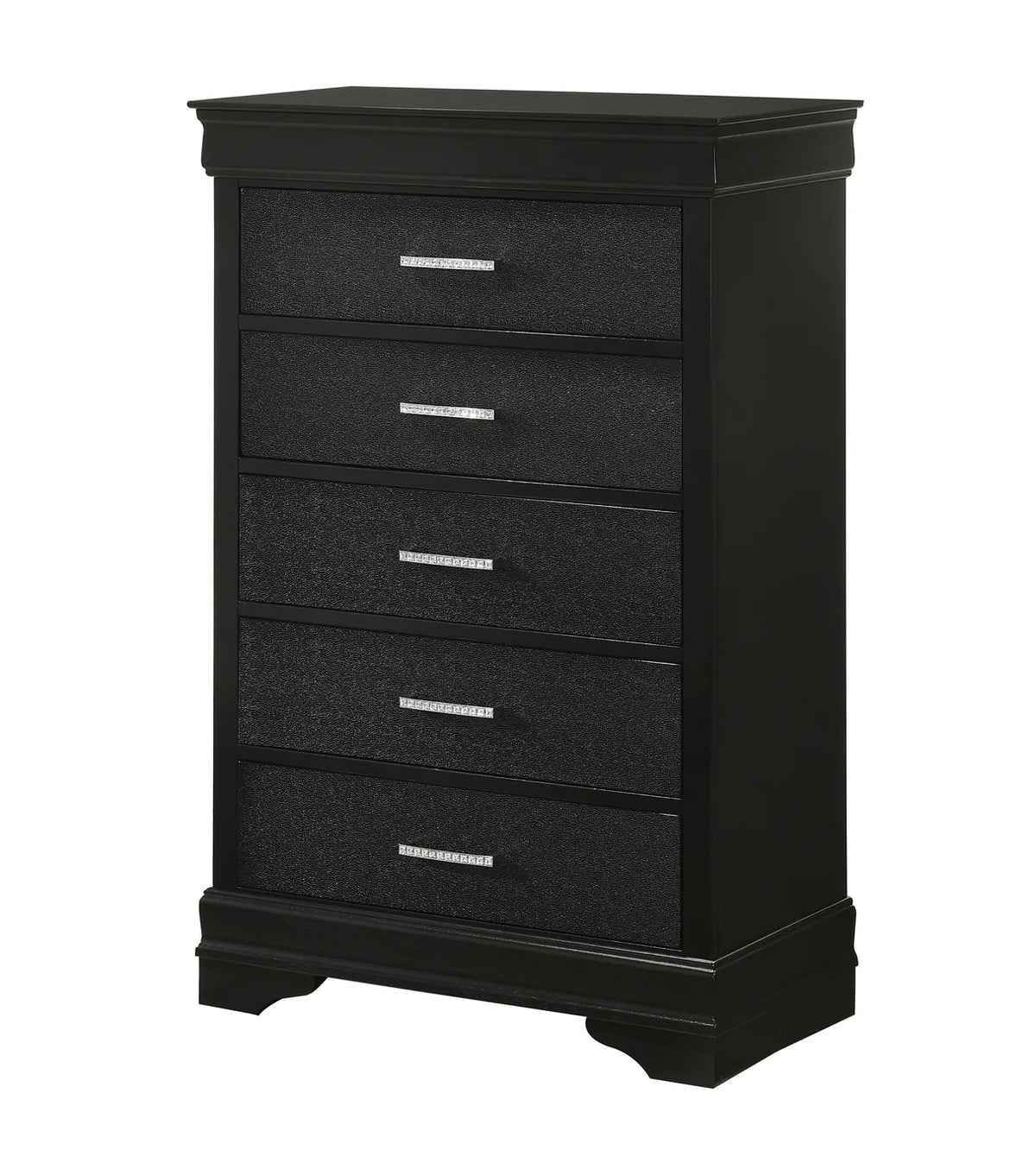 Amalia Black Upholstered Bedroom Set with Diamond Tufted Headboard
