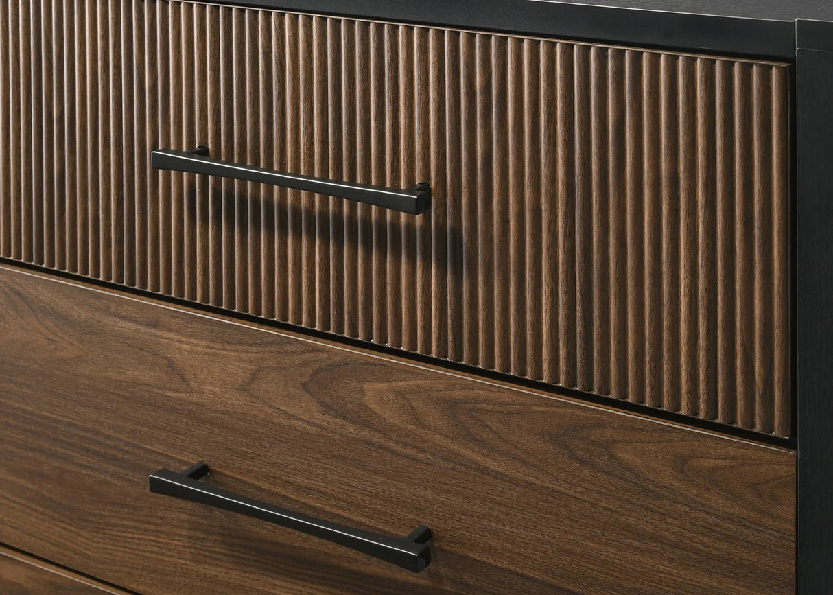 Nemy LED Bedroom Set with Two-Tone Wood Finish