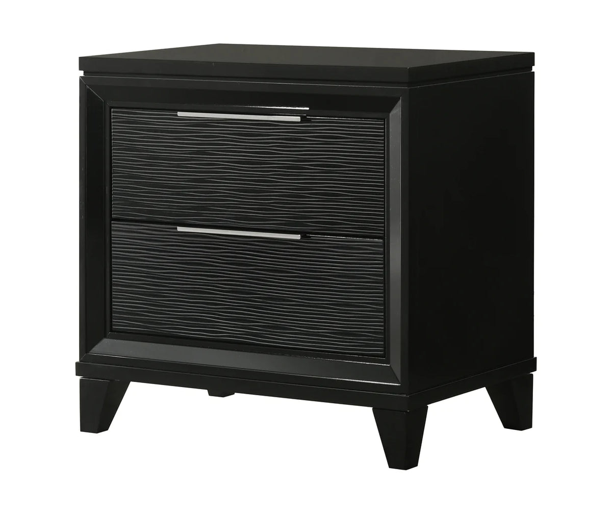 Cressida Black Nightstand with Metallic Accent Trim