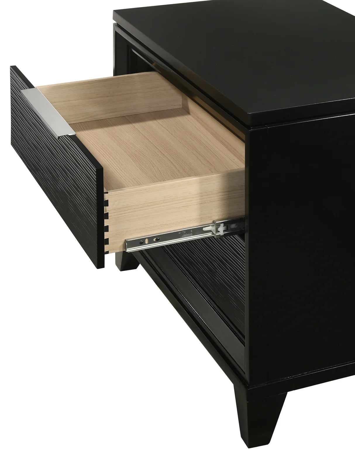 Cressida Black Nightstand with Metallic Accent Trim