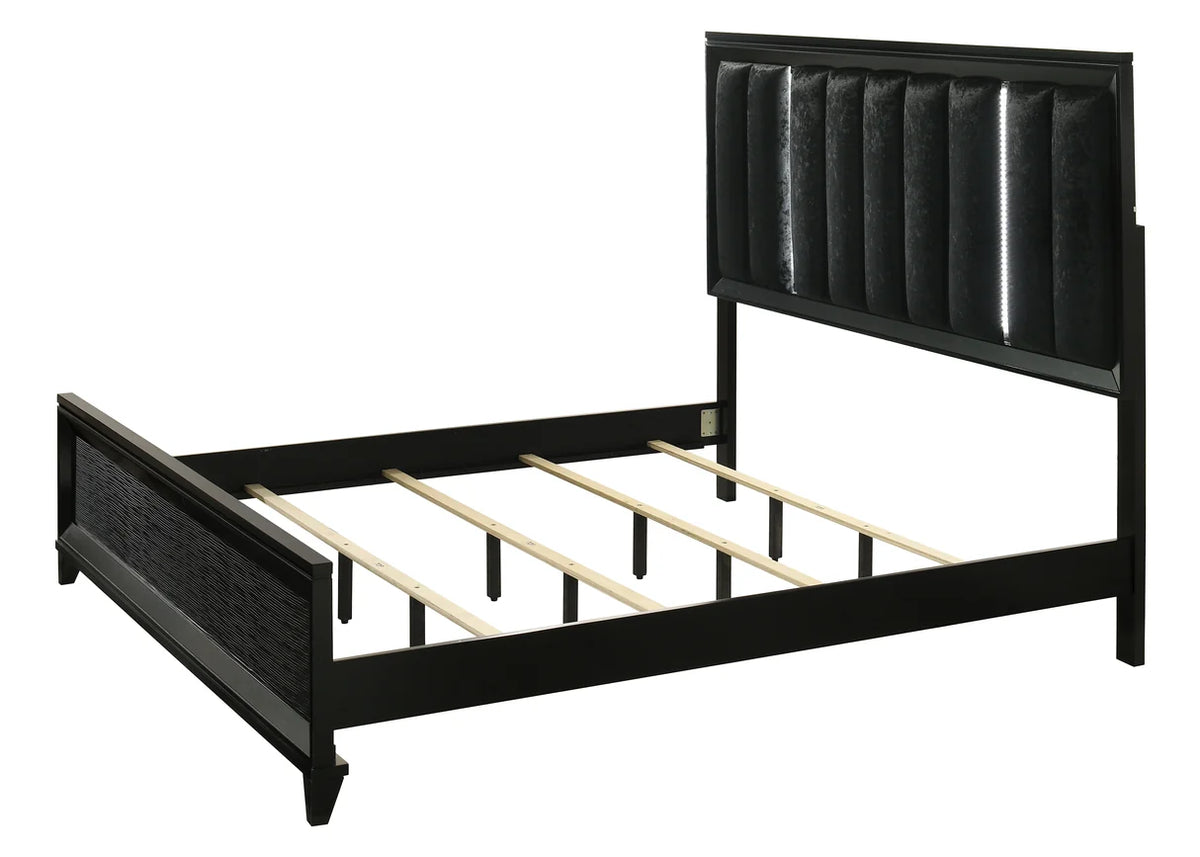 Cressida Black Upholstered Bed with LED Headboard