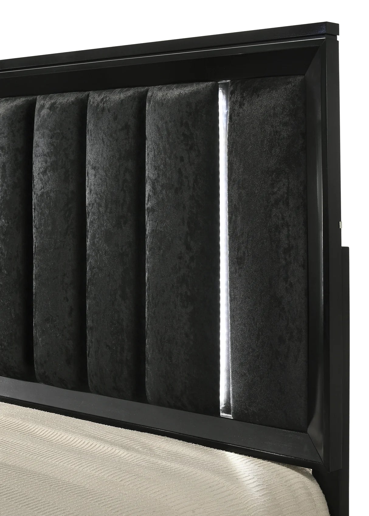 Cressida Black Upholstered Bed with LED Headboard