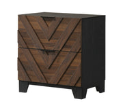 Zane Two-Drawer Nightstand with Chevron Wood Front