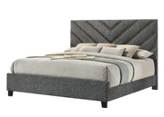 Zane Chevron Panel Bed with Wood-Tone Accents