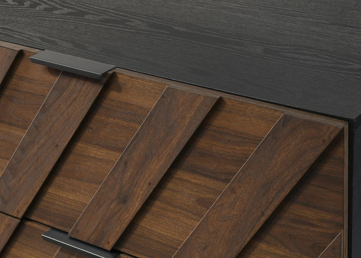 Zane Two-Drawer Nightstand with Chevron Wood Front