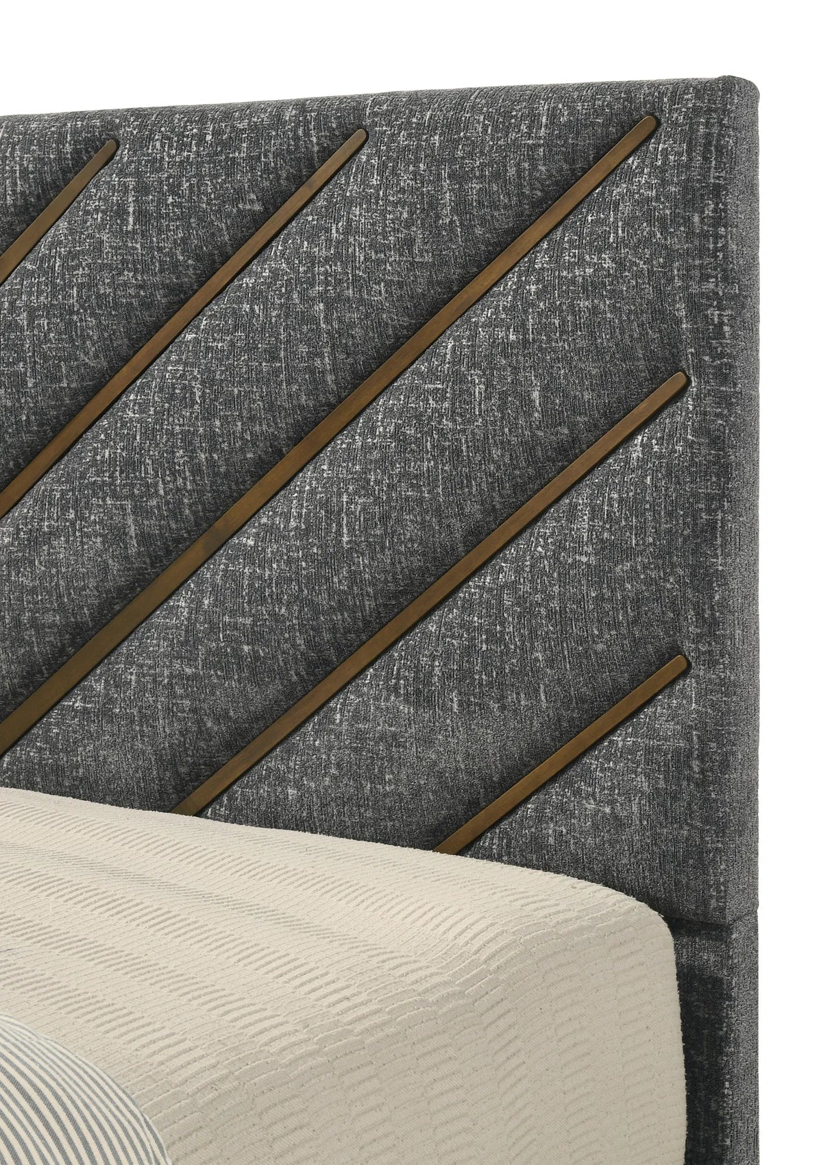 Zane Chevron Panel Bed with Wood-Tone Accents